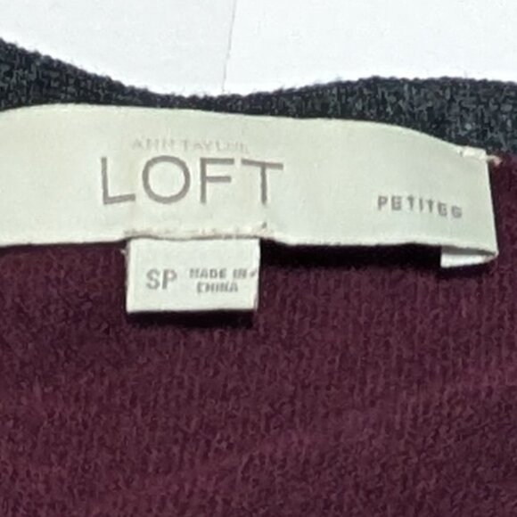Ann Taylor Loft Burgundy Long Sleeve Scoop Neck with Bow Knit Sweater, SP - Picture 6 of 12